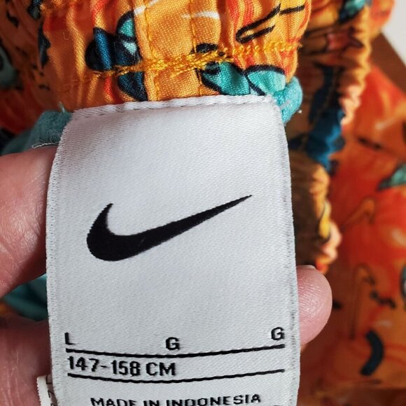 Nike Swim Trunks Boys Large L Orange Blue‎ Sealife Brief liner Drawstring Pullon - Picture 4 of 8